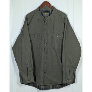 Cabela's Roughneck Flannel Lined Shirt Jacket Shacket Men's Size 2XL Green Work
